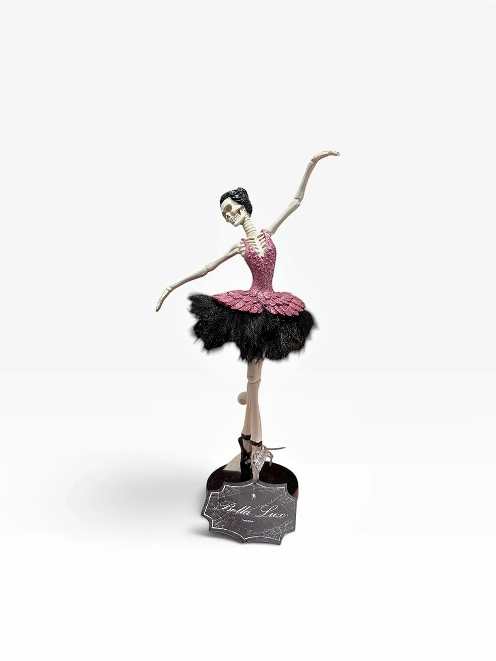 Bella Lux Skeleton Ballerina Figurine Pink & Black